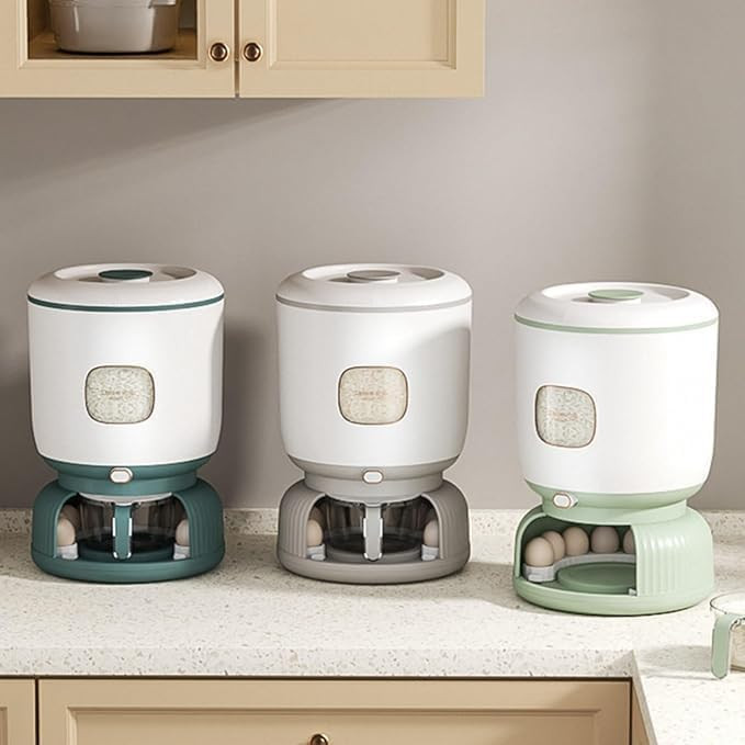 Rice dispenser with egg storage