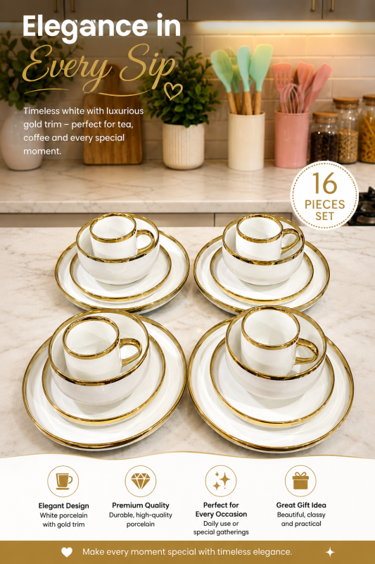 16pcs dinner set with gold