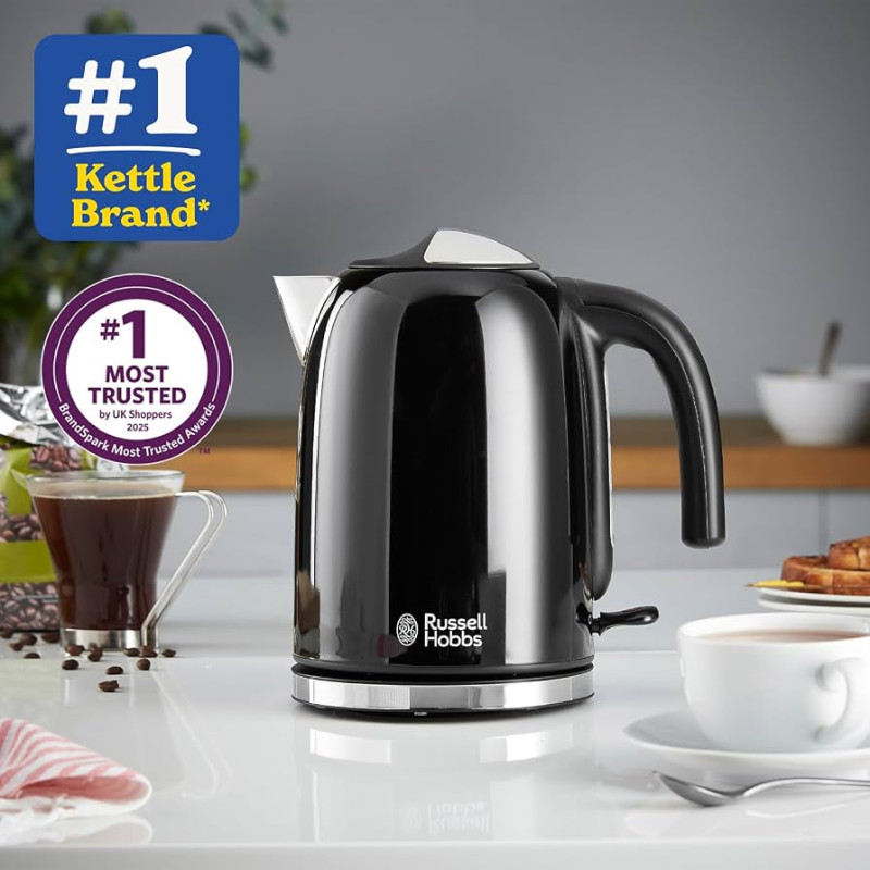 Russell hobbs 1.7l black stainless steel kettle