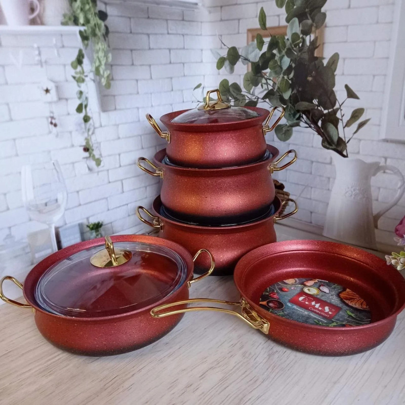 O.m.s collection 5pcs cookware with red