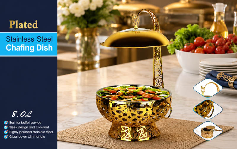 Plated stainless steel chafing dish