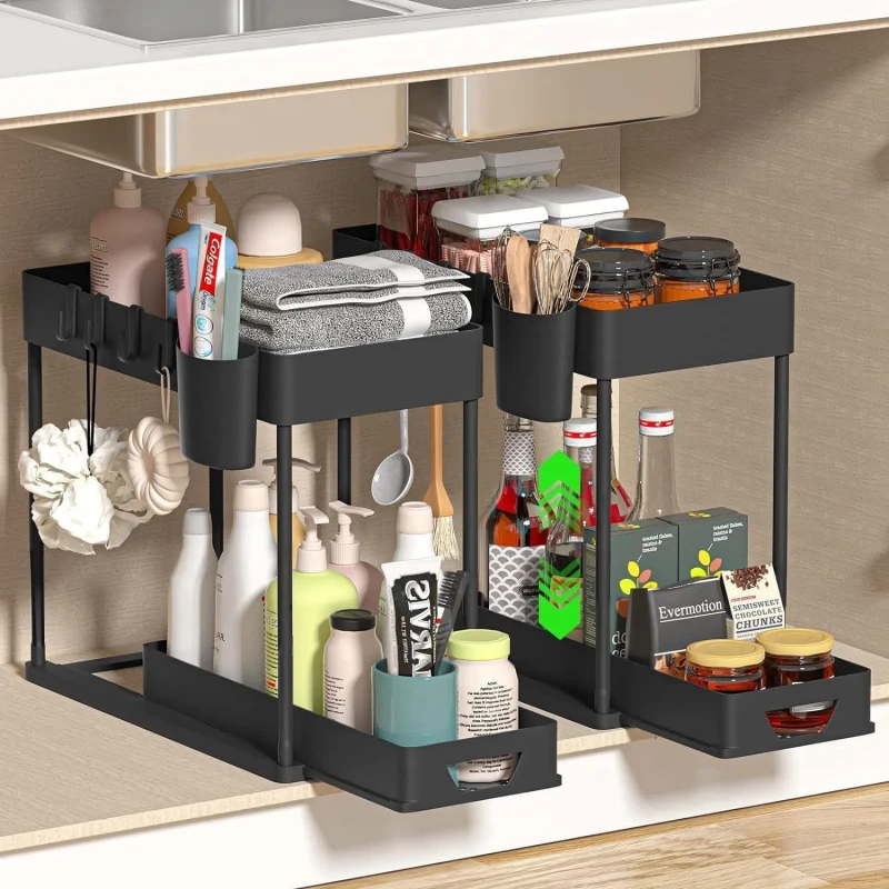 Under sink sliding storage rack