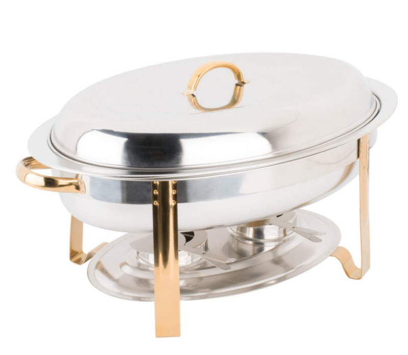 Oval 6l chaffing dish with gold