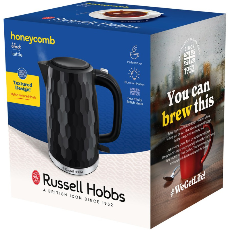 Russell hobbs 1.7L honeycomb black kettle